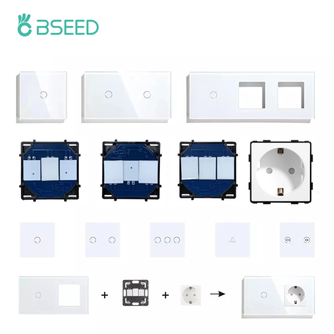 Besamen Wand Touch Schalter Dimmer Touch Lichtsc halter Funktion Teile Glasscheiben EU Wand steckdose Stecker DIY freie Kombination