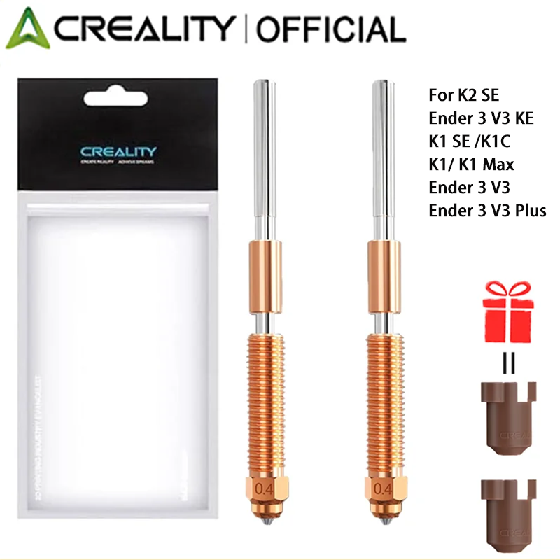 หัวฉีด Creality K2 SE 0.4 มม. 2 ชิ้น, หัวฉีดแบบเปลี่ยนเร็ว Unicorn, สำหรับเครื่องพิมพ์ 3 มิติ Creality K1C/Ender 3 V3 Plus/3 V3/3 V3 SE KE