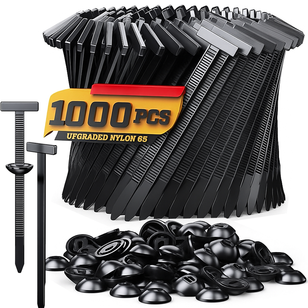 Juego de 1000-100 bridas de nailon universales autoblocantes, bridas de cremallera de alta resistencia con pasador y botón, correa de sujeción para reparación diaria de coche