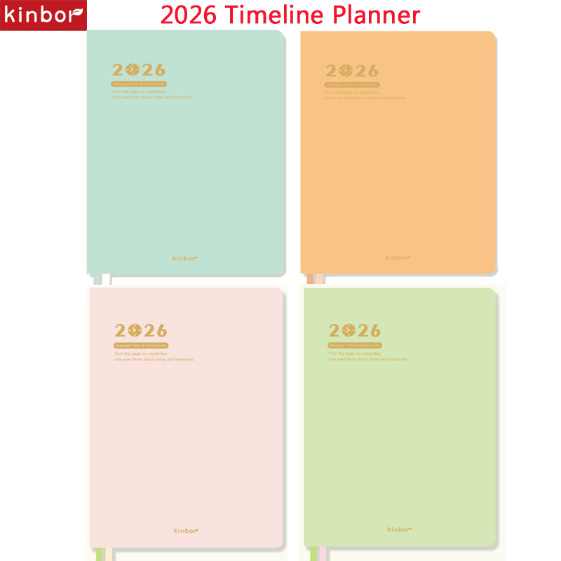 Kinbor 2026 Time Management Planner cuadernos A5 PU Schedule Book with Calendar Agenda Diary Monthly Weekly Plan Todo List Gifts