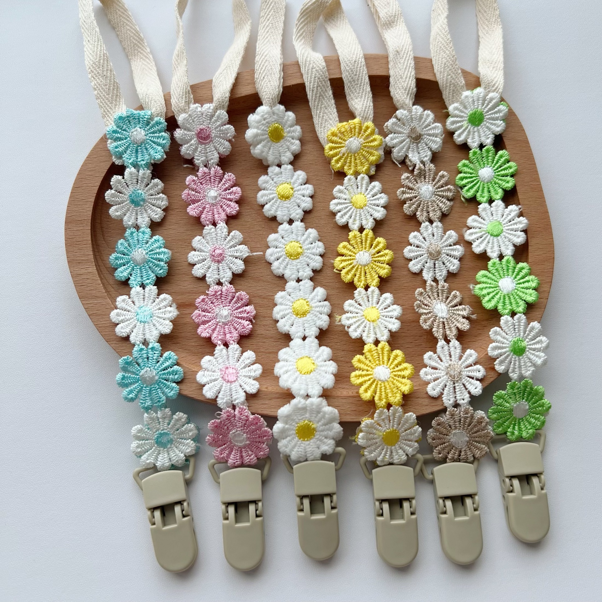 Chupete de bebé Ins Little Daisy, Clips para chupete, cadena anticaída, Clip para chupete, soporte para pezones, bonito regalo para bebé, accesorios para bebé