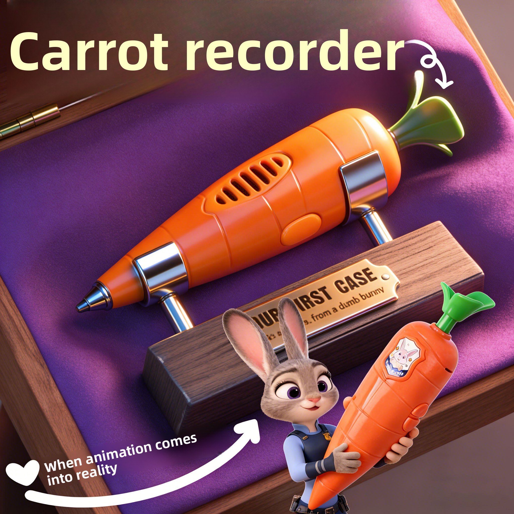 Judy & Nick-grabadora de voz de zanahoria, juguete con sonido electrónico, puede escribir Graffiti, bolígrafo, novedad, grabadora de voz, regalo