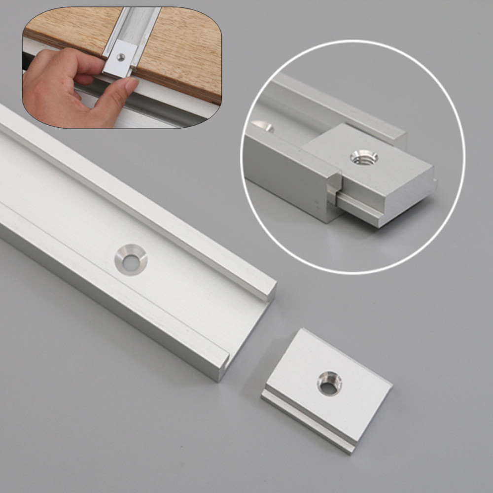 Szyna prowadząca do obróbki drewna 40/50 cm lub 5 szt. nakrętek T-slot M6/M8, aluminiowy suwak T, prowadnica ograniczająca do piły stołowej