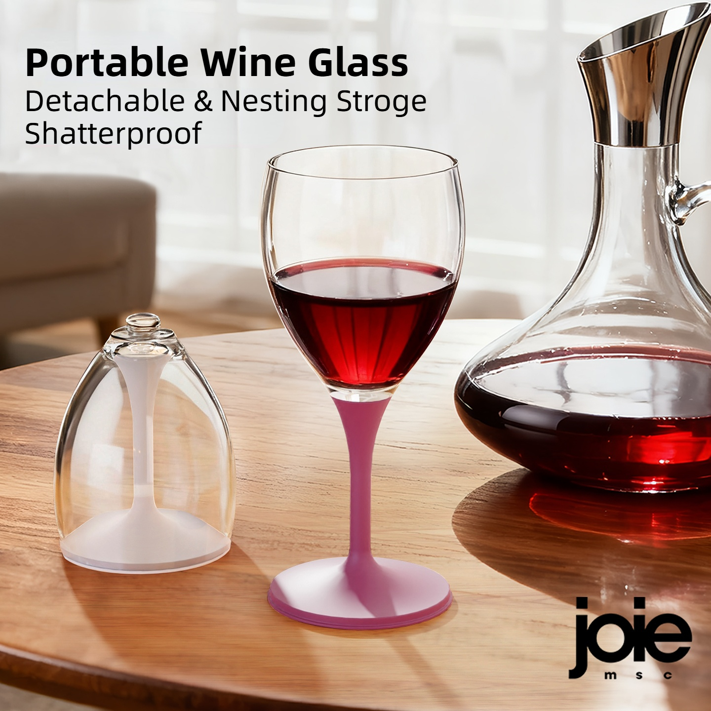Bicchiere da Vino Portatile Joie Infrangibile Bicchiere da Vino Impilabile in Plastica PCTG per Cocktail e Champagne per Feste Picnic all'Aperto