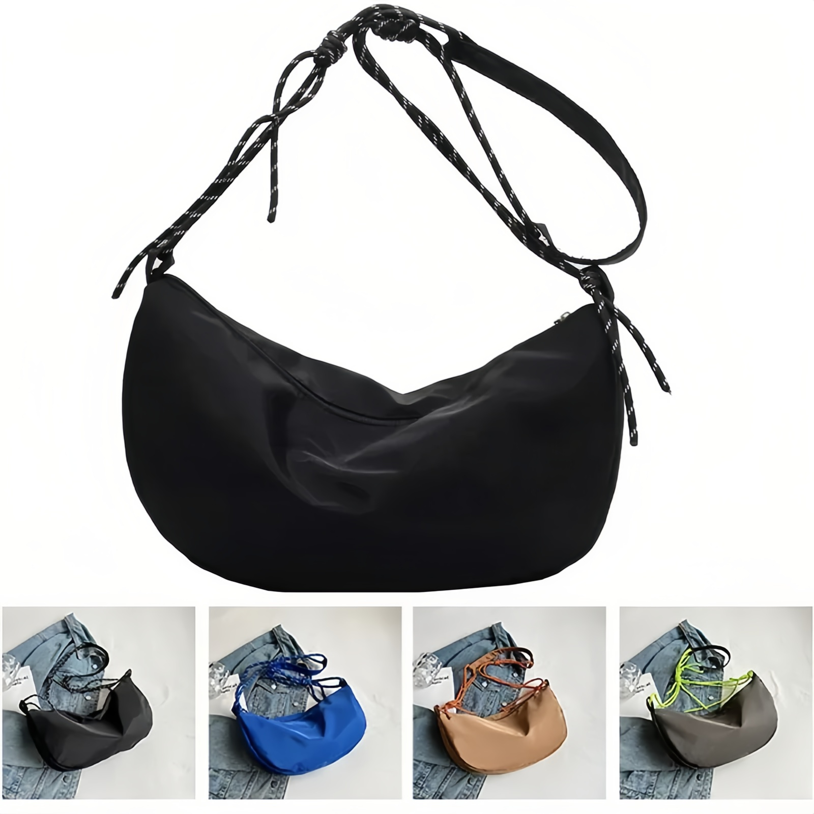 Nylonowa torba crossbody - lekki, regulowany pasek na ramię, plecak studencki Campus College, plecak dla par - tan