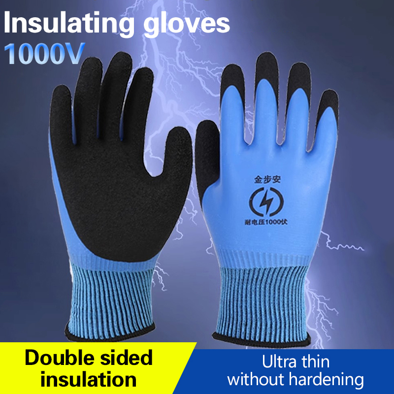 Gants isolants pour électricien, 1 paire, bleu, tension de tenue 1000V, haute élasticité, pour écran tactile, protection de sécurité pour les travailleurs