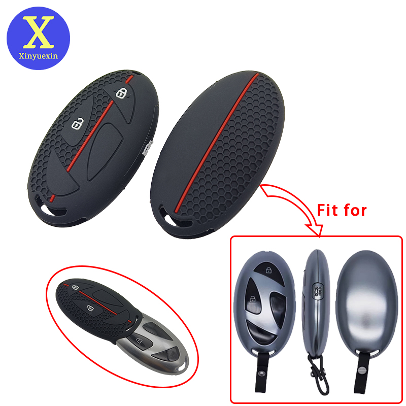 Xinyuexin Casing Penutup Kunci Pintar Silikon Tipe Baru untuk Hyundai Tucson Elantra Kona 3 Tombol Kunci Jarak Jauh 2023-2025 Aksesori Mobil