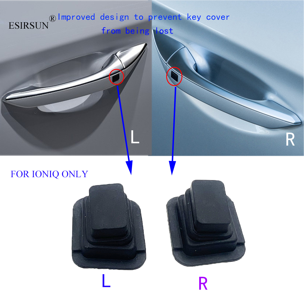 ESIRSUN przednie drzwi klamka do drzwi zewnętrznych mały przycisk pokrywa przełącznika pasuje do Hyundai IONIQ 2016 2017-2020 82651G2720 82661G2720