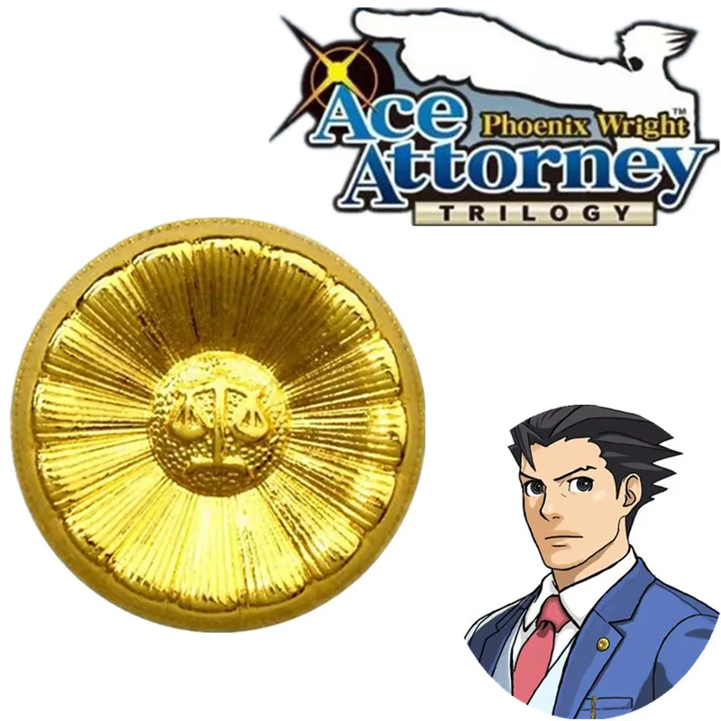 Lencana Cosplay Game Ace Attorney Phoenix Wright Athena Cykes Bros Kartun Logam Perhiasan Pakaian Aksesori Tas Ransel
