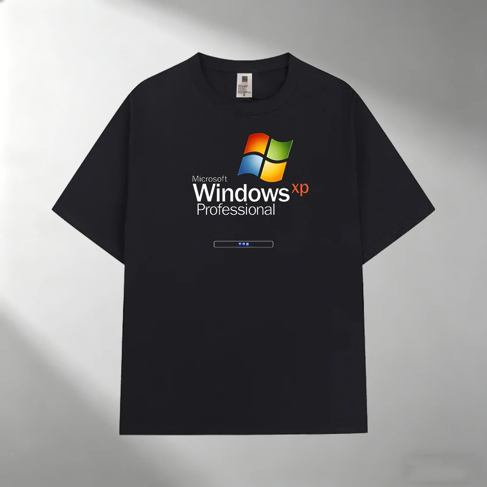 T-shirt da uomo in cotone 100%, maglietta casual da esterno a maniche corte con stampa Windows XP Professional