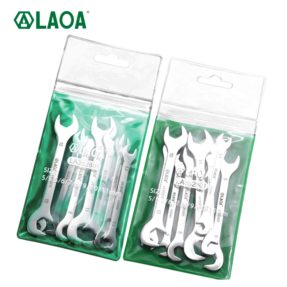 LAOA Mini dunne dubbele steeksleutel RVS dubbele steeksleutel 4 tot 11 mm beschikbaar