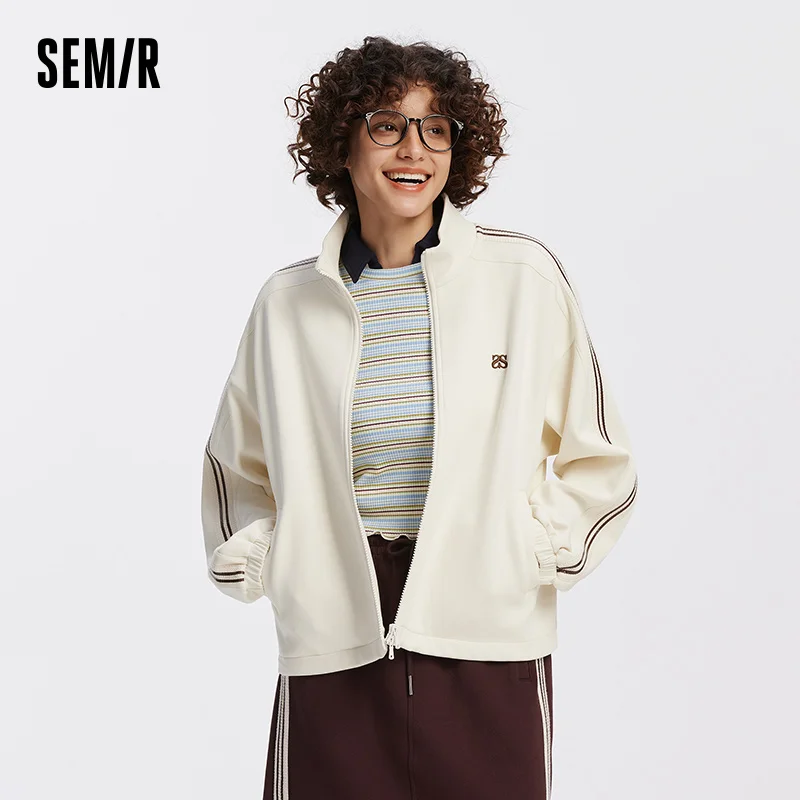 Chaqueta Semir para mujer con cordón estilo universitario textura de cuello levantado ropa de abrigo deportiva de otoño 2025 ropa de mujer Tops para mujer