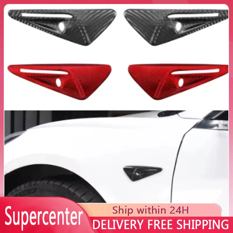 Vera fibra di carbonio per Tesla Model 3 YSX 3+ HW3.0 HW4.0 Pannello fotocamera laterale in carbonio secco Adesivi Copertura protettiva Accessori auto