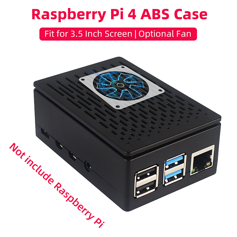 Корпус из АБС-пластика Raspberry Pi 4 Model B Дополнительный корпус охлаждающего вентилятора Подходит для сенсорного экрана GPIO 3,5 дюйма для Raspberry Pi 4