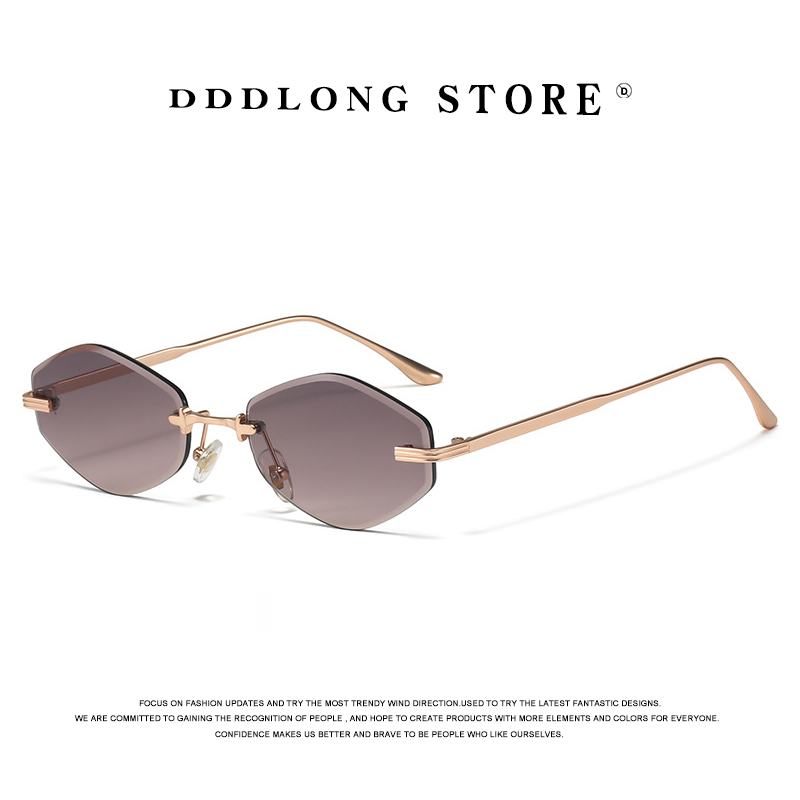 DDDLONG Retro Mode Randloze Punk Y2k Zonnebril Vrouwen Mannen Zonnebril Vintage UV400 Outdoor Shades D653