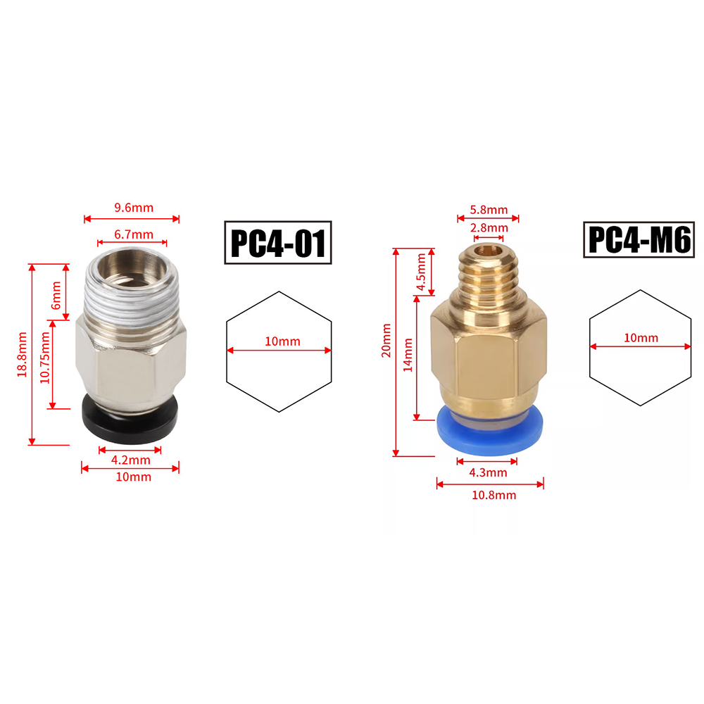 10 ชิ้น/ล็อต ข้อต่อลม PC4-M10 สำหรับชิ้นส่วนเครื่องพิมพ์ 3 มิติ ข้อต่อแบบ Bowden Quick Jointer Coupler ขนาด 1.75/3 มม. ท่อ PC4M6 อุปกรณ์ข้อต่อท่อ PTFE