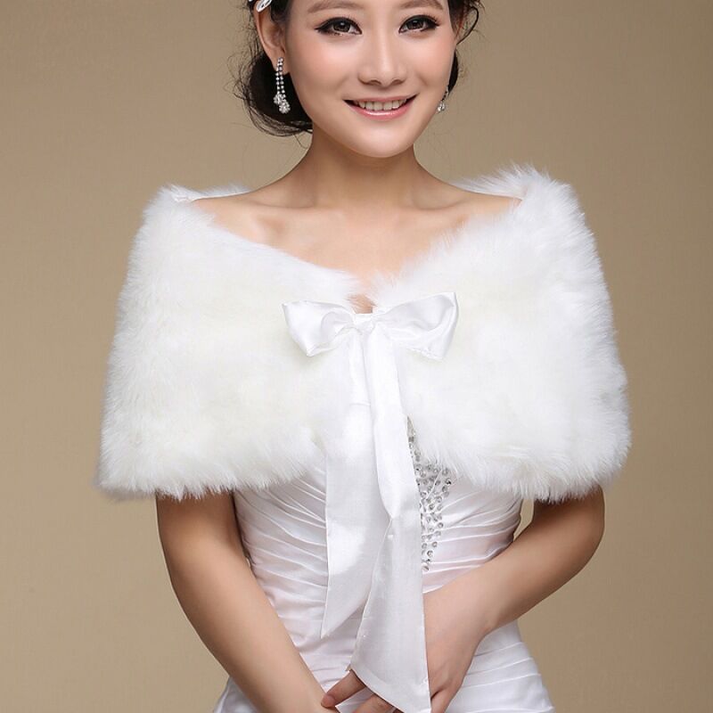 Fur Shawl Wedding Wrap For Formal Dress Cheongsam Married Outerwear Bridal Cape Autumn Winter Jacket Bolero