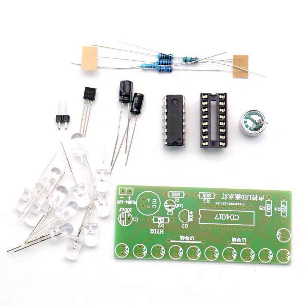 Kit de luz de agua LED activada por voz CD4017 luz de Color Kit electrónico DIY módulo de entrenamiento de enseñanza