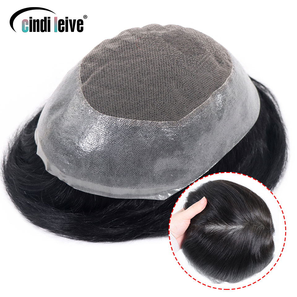 7x9 Australia Base Toupee Lace con PU Toupee Man # Peluca masculina 1B, peluquín de cabello humano, sistemas de reemplazo para hombres, peluca de unidad, densidad del 90%