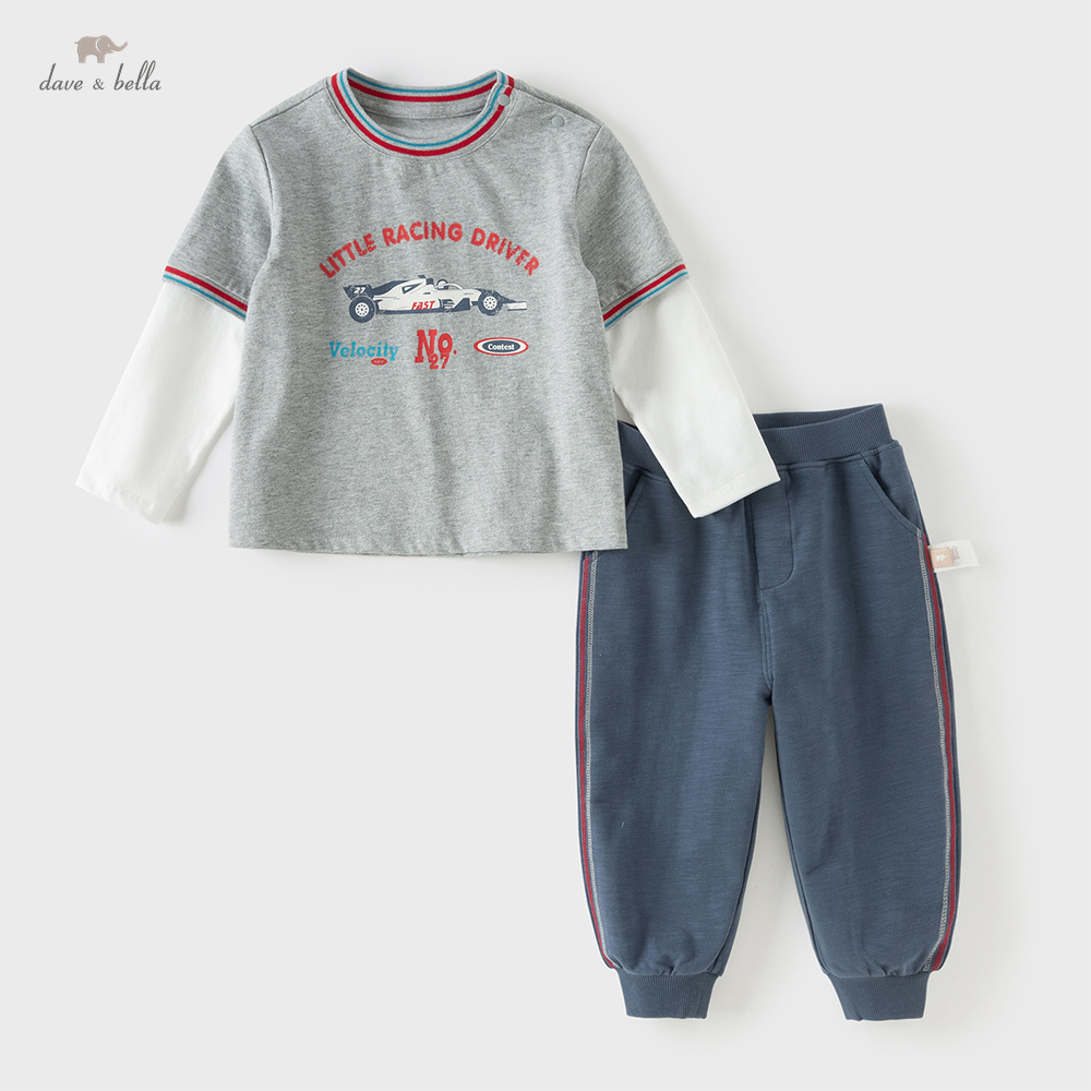 Dave Bella Kinder-Oberteil-Hosen-Sets Frühling Herbst Jungen-Sets Baby Freizeithosen Cartoon-Druck Pullover Kinderkleidung DB1260161