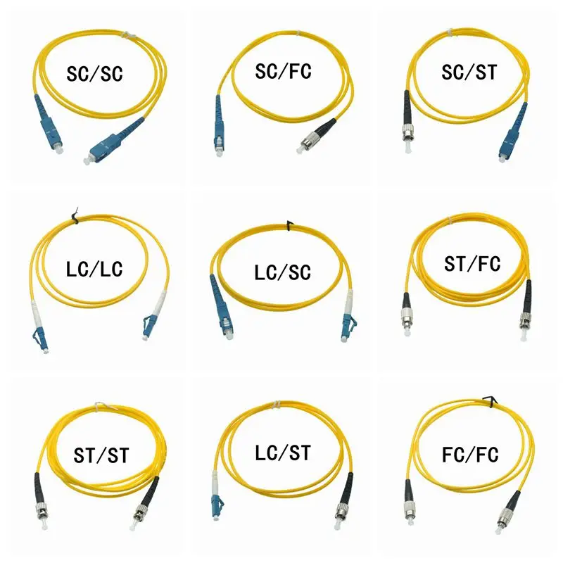 SC do SC LC ST FC do FC Patchcord światłowodowy Kabel połączeniowy SM Simplex Jednomodowy kabel światłowodowy FTTH do sieci 3m 1m 20m 30m 50m