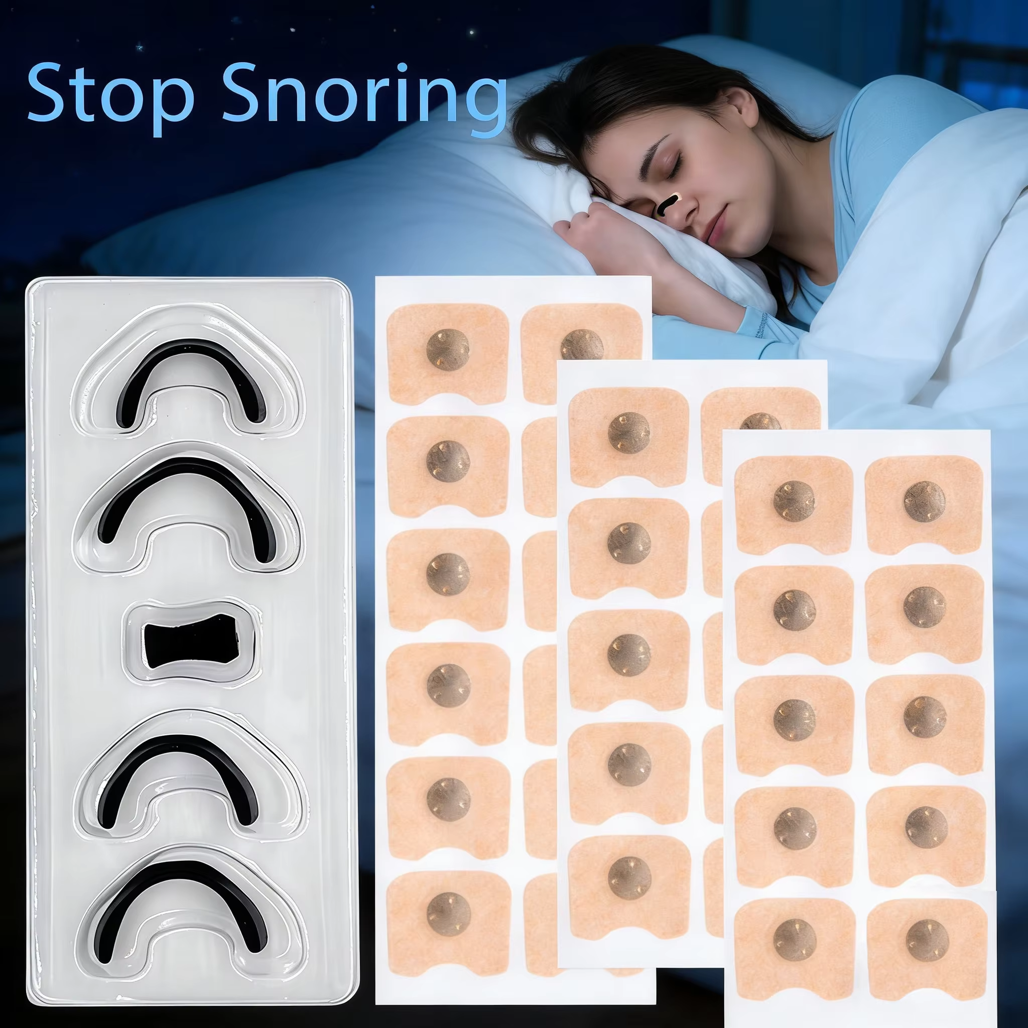 Plester Hidung Magnetik Anti-Dengkuran, Persediaan 15/30 Hari, Perekat Kuat, Alat Tidur Berkualitas Tinggi untuk Mengatasi Dengkuran