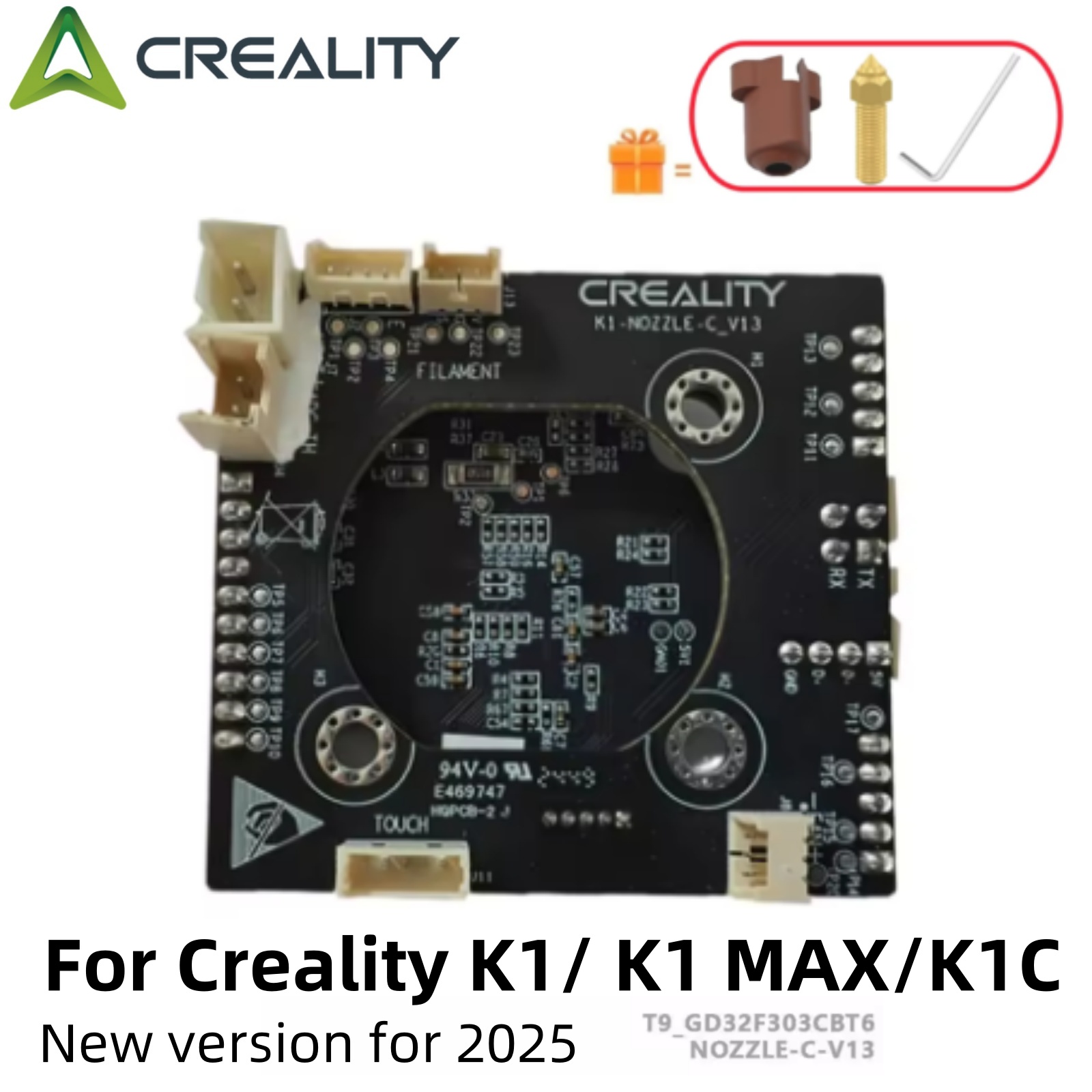 Carte adaptateur originale K1C PCBA_G_K1-MAX K1_T9_GD32F303CBT6 NOZZLE-C-V13 HQPCB-2, Module de dérivation PCBA pour K1C K1 K1 MAX