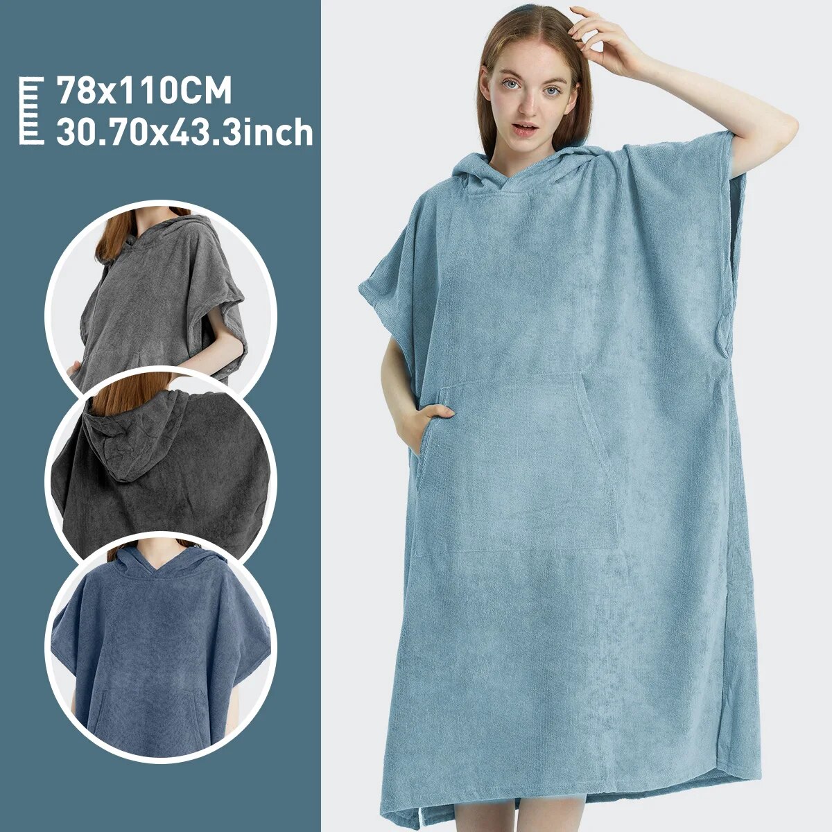 Poncho de surf toalha poncho toalha de secagem rápida com capuz microfibra praia robe mudando poncho toalha de natação poncho de praia para adultos
