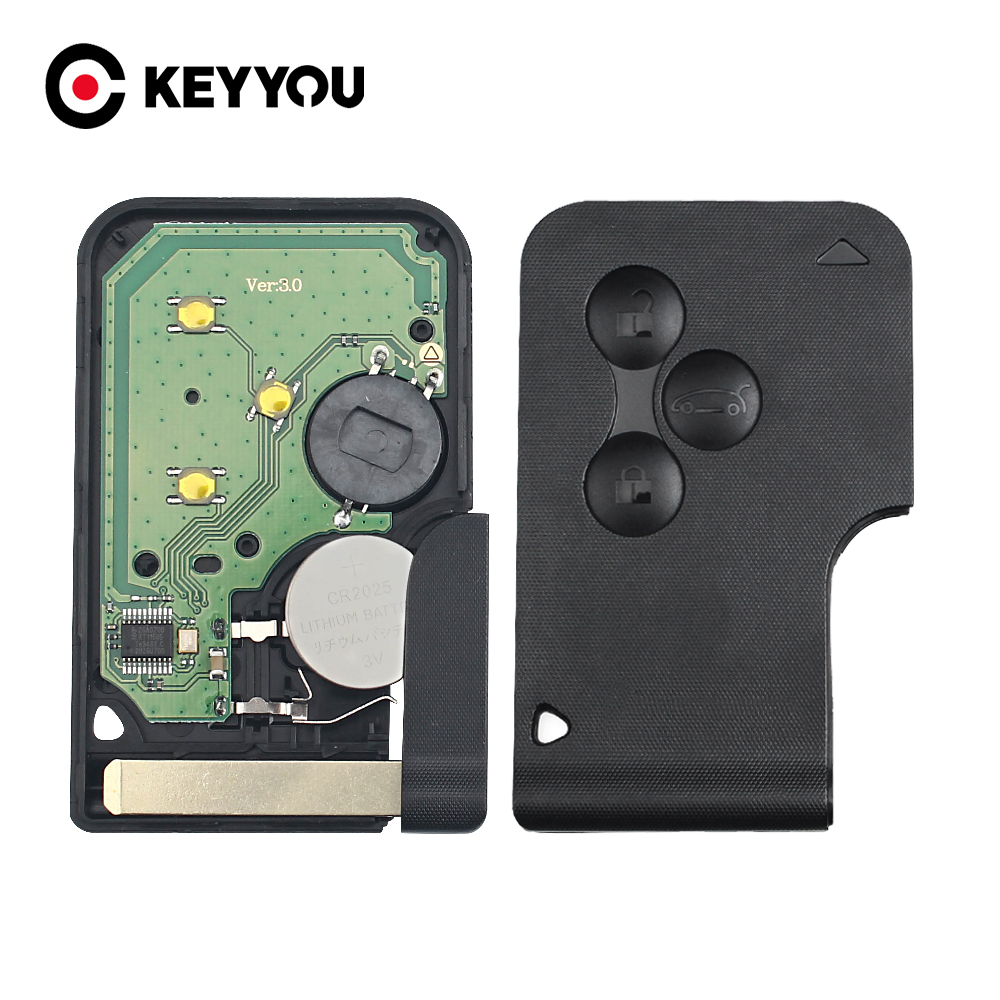 KEYYOU 433 mhz PCF7947 Chip ID46 3 Knop Afstandsbediening PCB Ultrasoon Voor Smart Key Card voor Renault Megane II Scenic II Grand Scenic