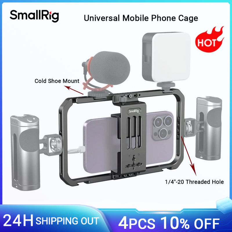 SmallRig Universal Mobile Phone Cage untuk iPhone 17 / 16 Pro untuk Smartphone Samsung Video Rig dengan Cold Shoe untuk Tripod Light Grip