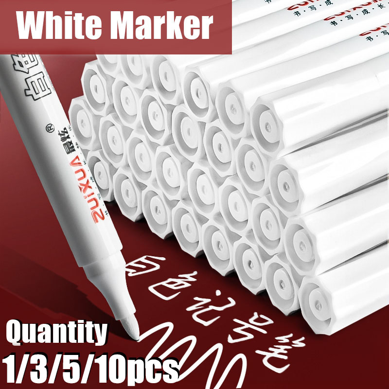 1/3/5/10pcs White Marker Pens set 2.0mm Oily Waterproof Gel Pen Graffiti Sketching Marker Stationery Writing School supplies