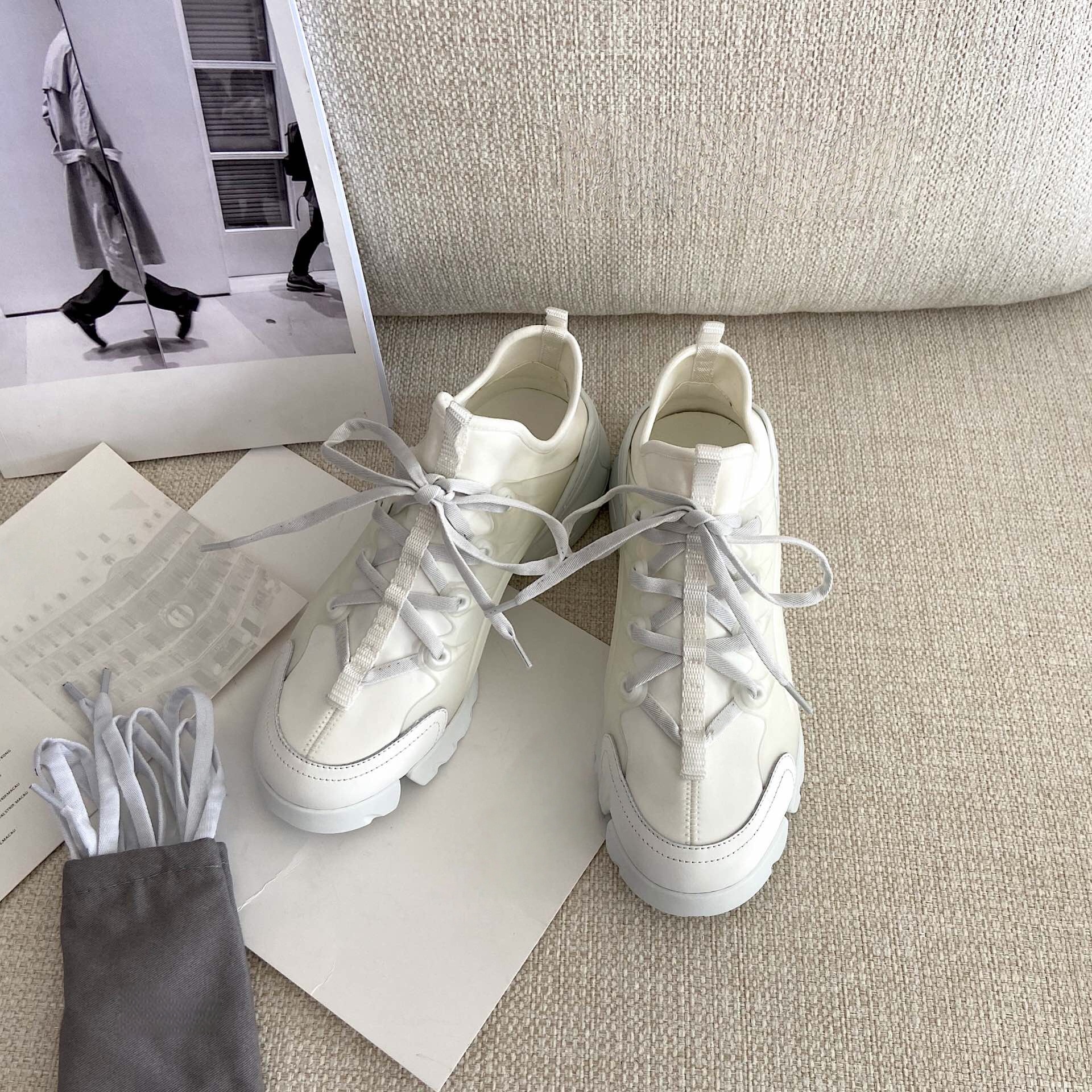 Sneakers con Plateau da Donna di Marca Scontate, Scarpe Chunky con Finiture in Pelle e Lacci, Scarpe Casual da Passeggio e Corsa all'Aperto