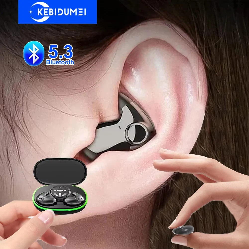 Écouteurs de sommeil invisibles Bluetooth 5.3, oreillettes étanches IPX5, réduction du bruit, commande tactile, casques sans fil
