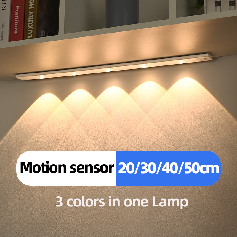 ホワイト/ブラック LED キャビネットライト USB 充電式モーションセンサー LED ライトキッチンワードローブキャビネット照明 20 センチメートル/30 センチメートル/40 センチメートル/50 センチメートル