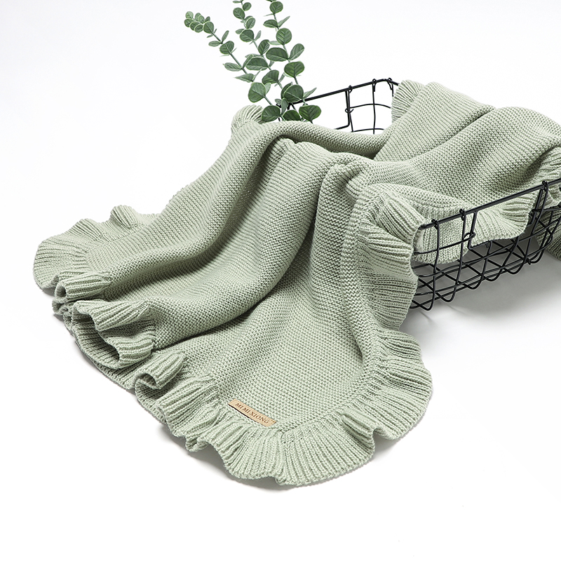 아기 담요 니트 유아 소년 어린이 침대 침구 이불 소녀 격자 무늬 90*70cm 신생아 유모차 Swaddling Warp Fashion Solid Ruffles