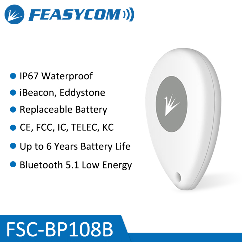 FSC-BP108B IP67 Водонепроницаемая сменная батарея Feasycom BLE Beacon Eddystone с низким энергопотреблением, программируемая Bluetooth iBeacon