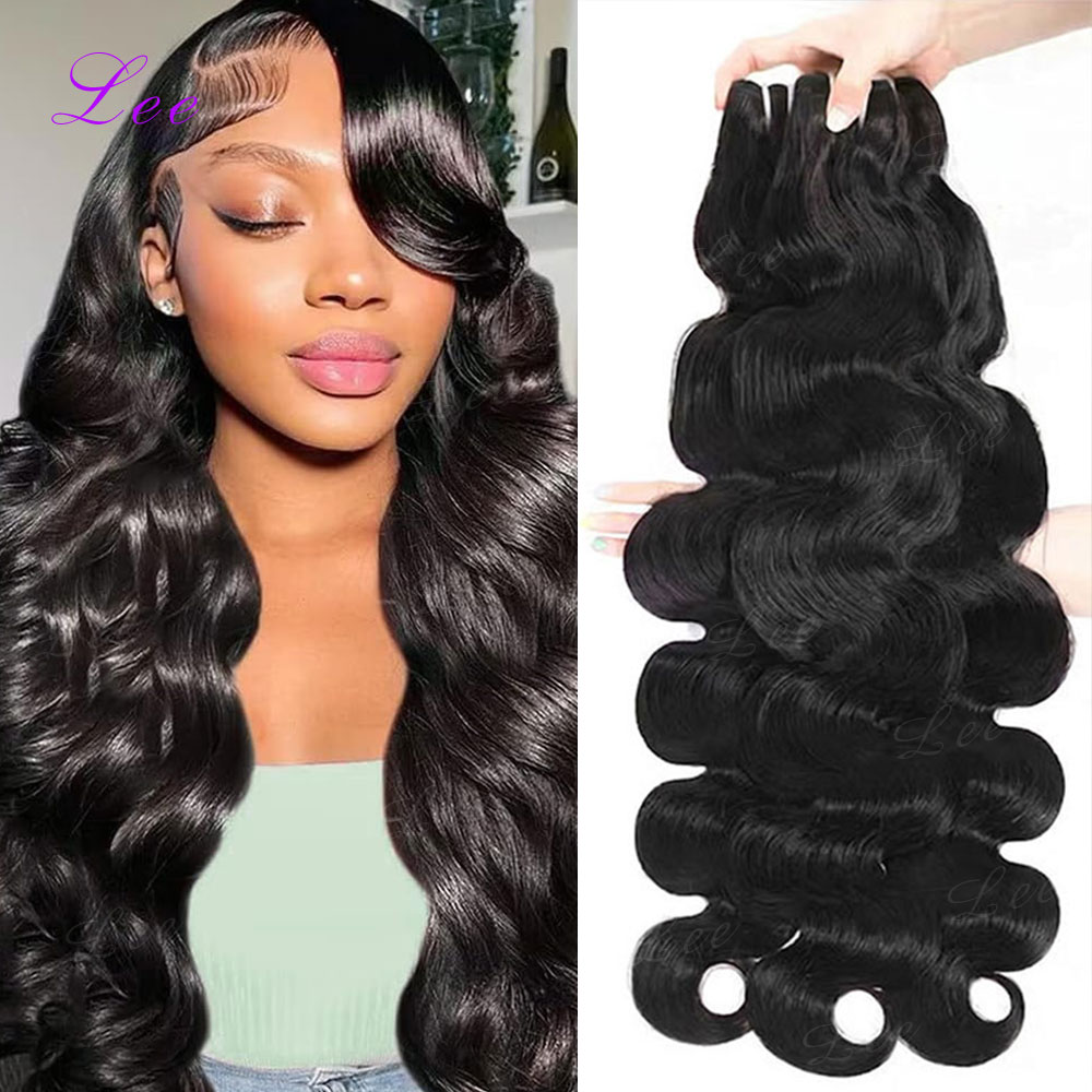 2 3 4 Zestawy Włosów Body Wave 16A, 100% Ludzkie Włosy Brazylijskie, 30 32 Calowe Doczepy, Surowe Włosy Naturalny Czarny, Czyste Ludzkie Włosy, Przedłużenia dla Kobiet