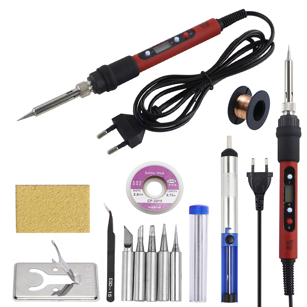 Digitale Display Elektrische Soldeerbout Rood 80W 110V/220V Verstelbare Temperatuur Soldeer Lassen Desolderen Reparatie Tools