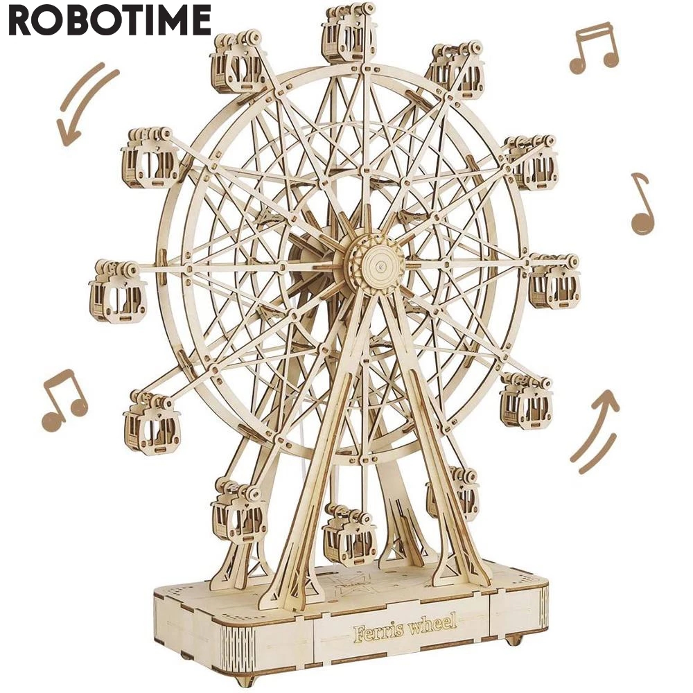 Robotime Rolife 232 sztuk obrotowy DIY 3D diabelski młyn drewniany Model zestawy klocków budowlanych montaż zabawka prezent dla dzieci dorosłych TGN01