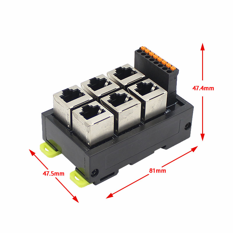 Cabo do bloco terminal do porto de rede RJ45, 8Pin, 6 furo, interruptor do cubo, conversor do sinal de série, RS232, RS485, RS422