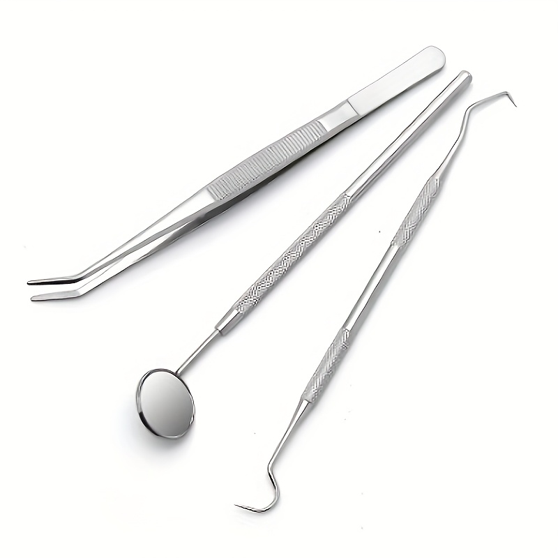 3 stks Tandheelkundige Gereedschappen Tandheelkundige Pick Mondverzorging Kit Rvs Mondhygiëne Set Tand Schraper Pincet Mond Spiegel, sonde