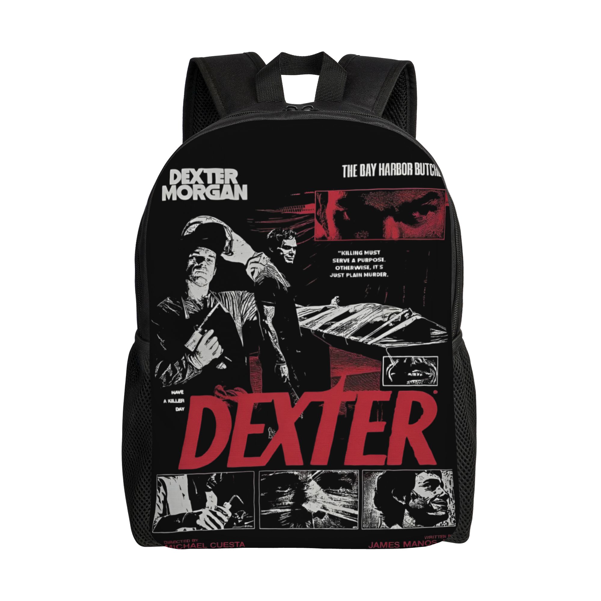 Dexter Morgan Casual Backpack Outdoor Student Hiking Travel Horror Movie Daypack for Men Women College Shoulder Bag