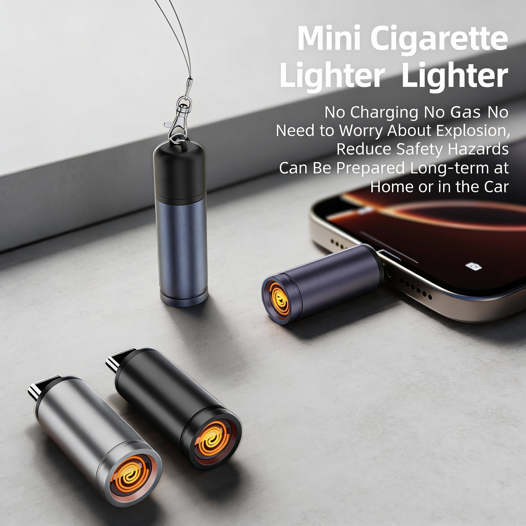 Mini encendedor de cigarrillos tipo C, encendedor de cigarrillos a prueba de viento, adaptador de encendedor de cigarrillos soplado para exteriores, encendedor de cigarrillos USB-C