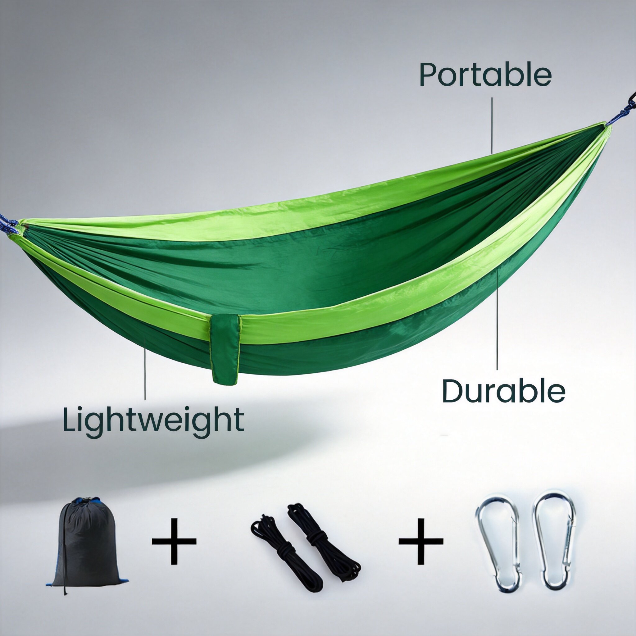 Draagbare anti-rol dubbele hangmat voor buiten, voor kamperen, wandelen, strand, achtertuin, binnenplaats, comfortabel hangbed met draagtas