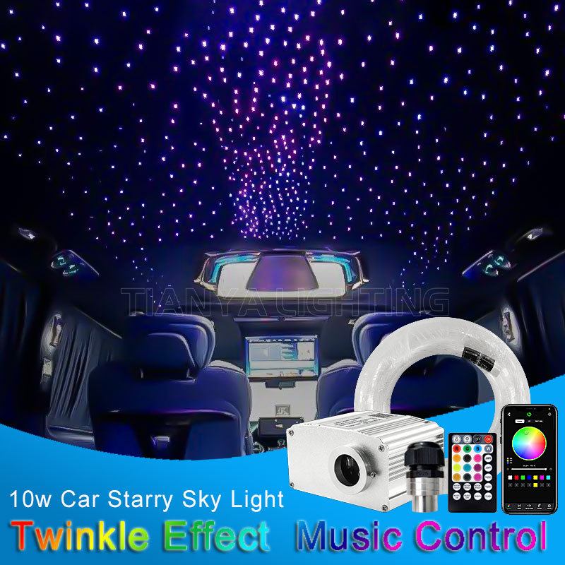10W Samochód Starry Sky Sufit Twinkle Światło Światłowodowe Dach Światło Gwiazda Samochód Starlight Headliner Sterowanie Muzyką Światło otoczenia