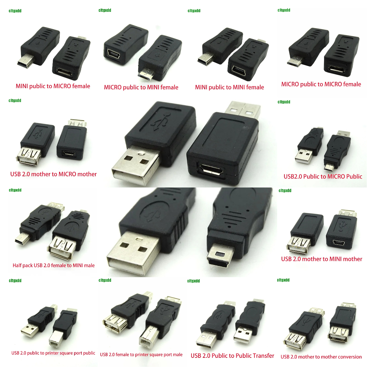Adaptateur USB 2.0 Cltgxdd Mini 5P vers A Mâle/Femelle, Convertisseur de Port Latéral Micro USB vers USB pour Android, Sélecteur de Connecteur