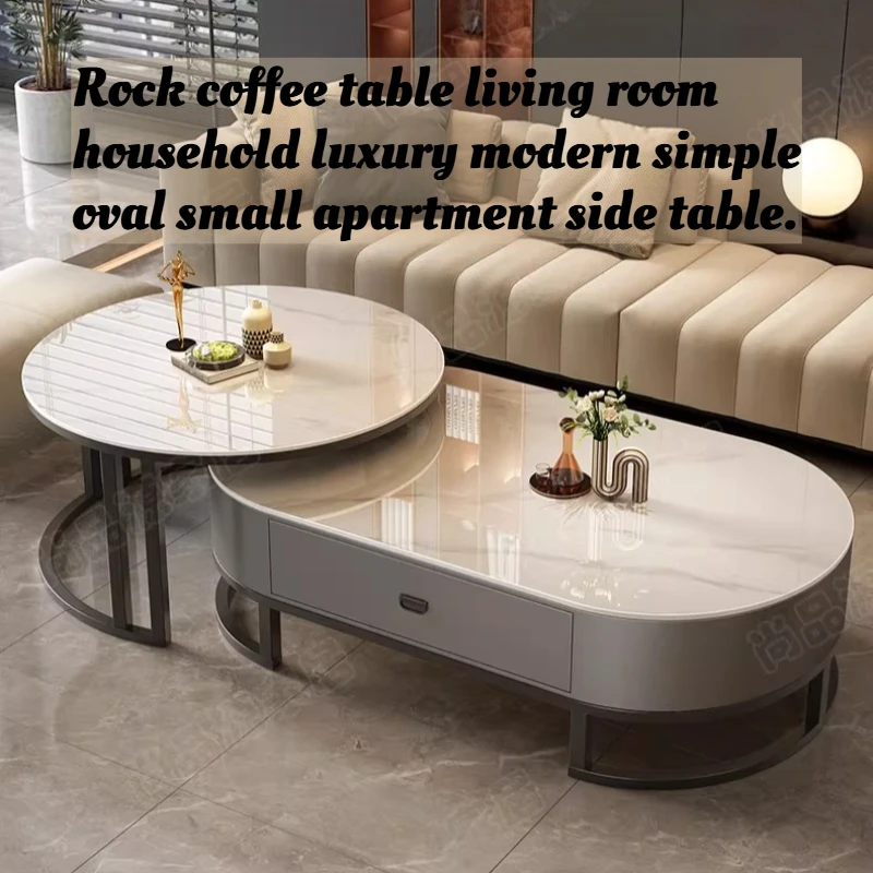 Marble Oval Coffee Table Living Room Small Space Luxury Modern Minimalist Side Center Geometric Designer Affordable Furniture