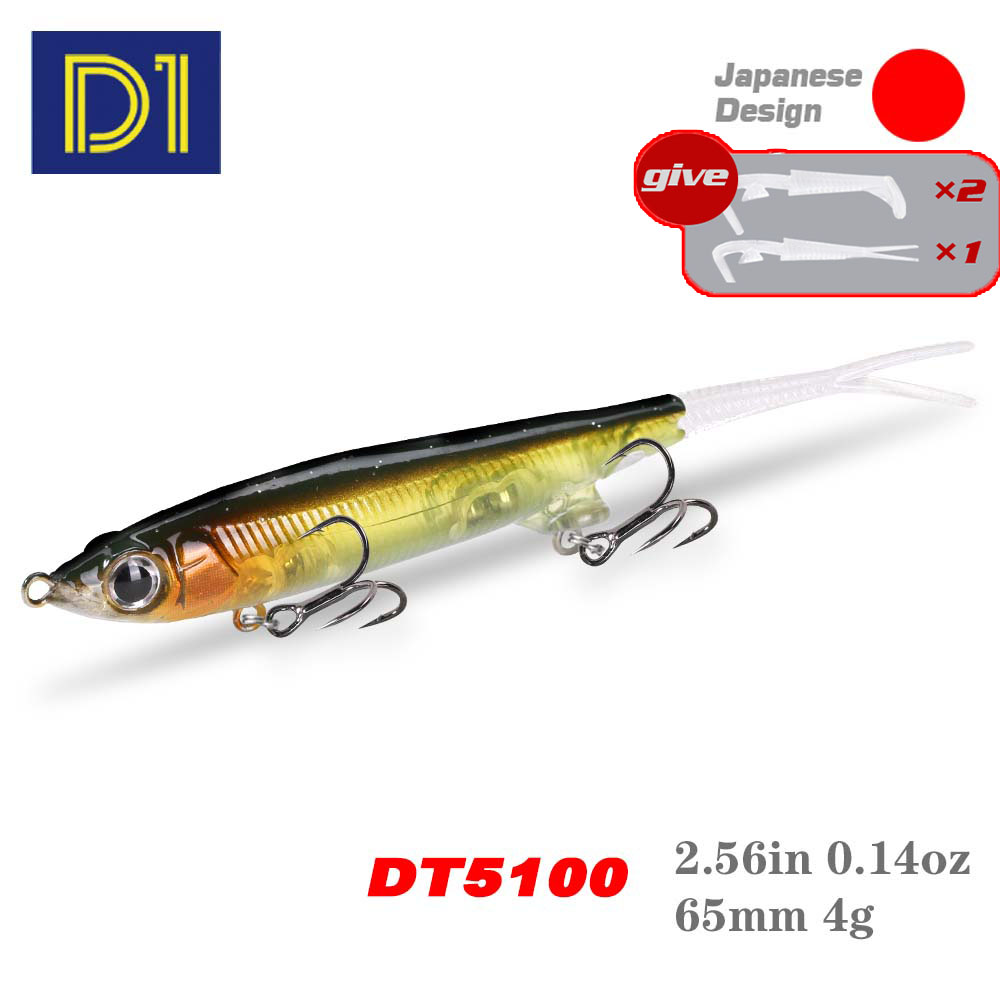 D1 Suspending Pencil Fishing Lure 65mm 4g Jerkbait Topwater Weitwurfköder Süßfisch-Angelzubehör für Barsch Plastik-Walker