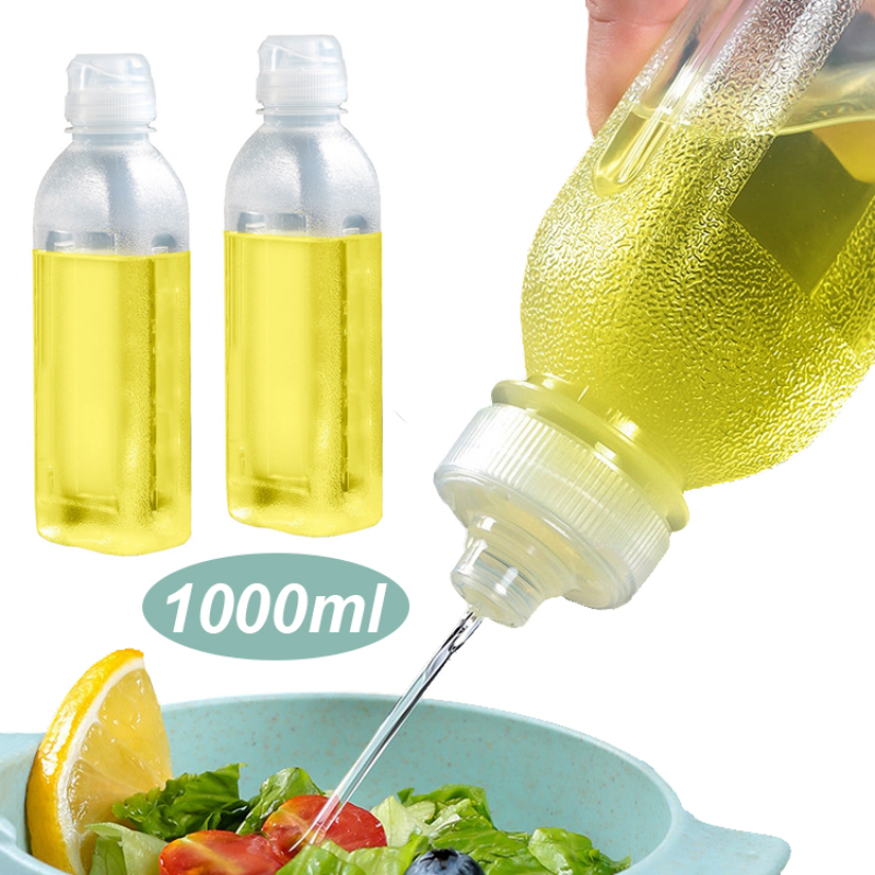Botellas de condimentos exprimibles de 1000ML, botella de Control de aceite urlante, resistencia al aceite de alta temperatura, botella de aceite de salsa multifunción de soja