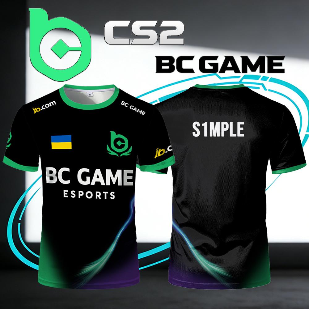 Nouveau CS2 BC Jeu Esports Jersey S1mple Pro League Joueur Formation Uniforme Unisex Personnalisable ID Respirable Esports Fan Cadeau Tee